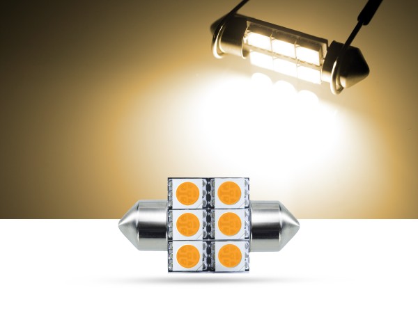 32mm 6x3-Chip SMD LED Soffitte Innenraumlicht, warmweiss