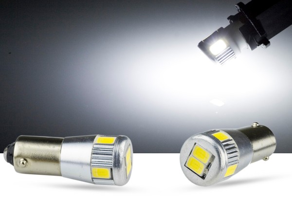 6er SMD LED, Metallsockel BAX9s LEDH6W, CAN-bus, weiss, offroad