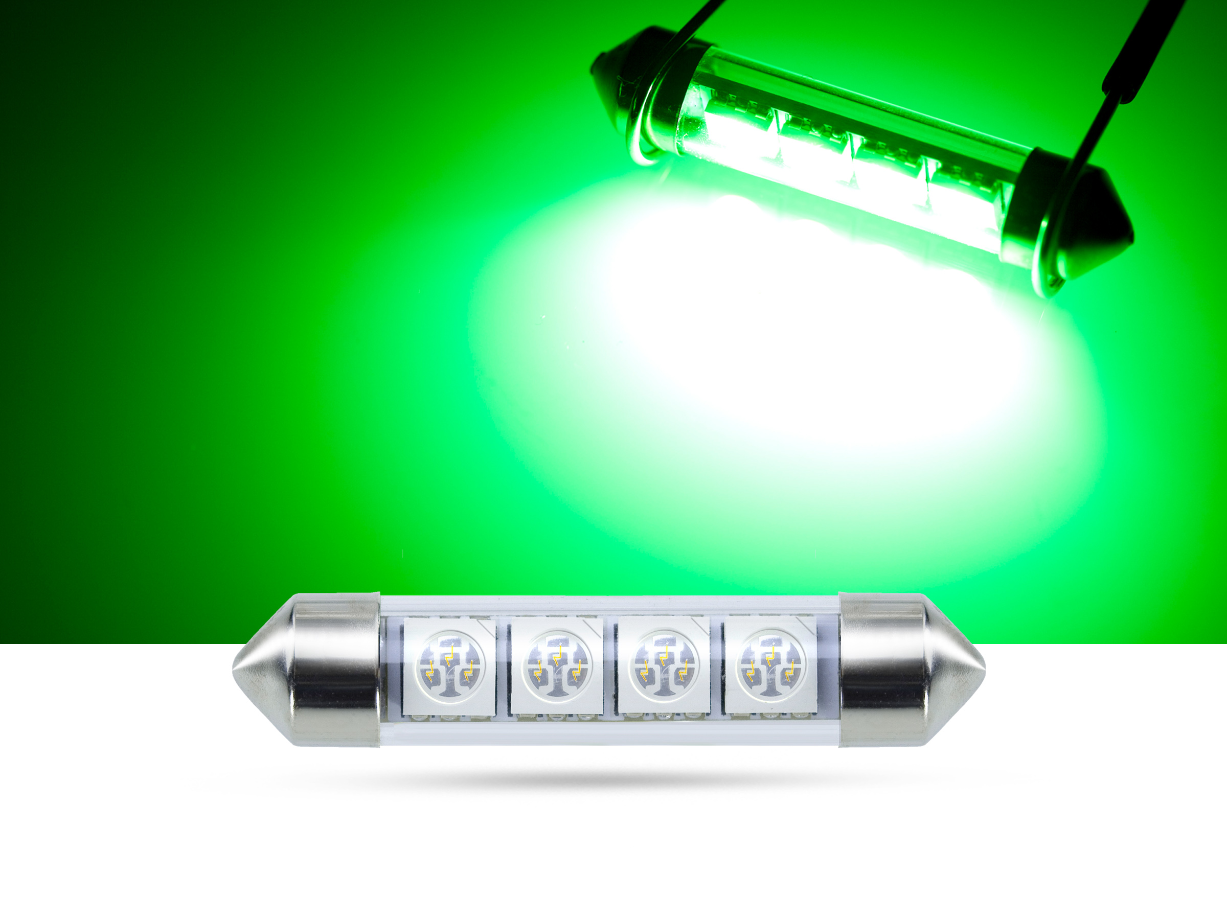 4x3-Chip SMD Soffitte Innenraumlicht, Grün | SMD LED Soffitten, grün | LED Soffitten, Auto Innenraumlicht | LED Innenraumbeleuchtung | Benzinfabrik