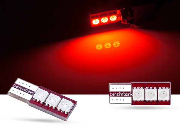 90° 3er SMD LED Innenraumlicht, CAN-bus, LEDW5W T10, rot