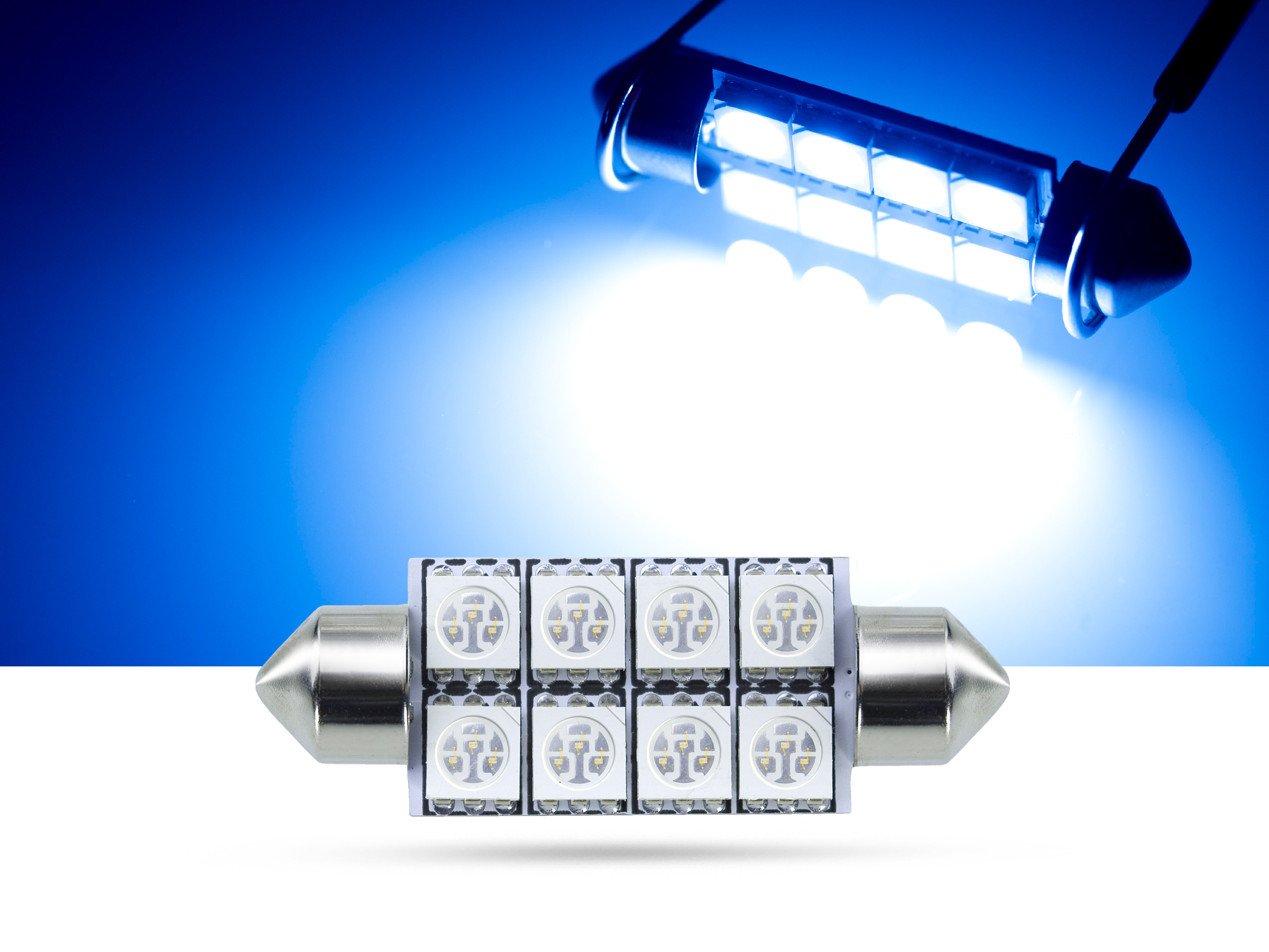 42mm 8x3-Chip SMD LED Innenraumlicht, blau | SMD LED Soffitten, blau | LED Soffitten, Auto Innenraumlicht | LED Auto Innenraumbeleuchtung | Benzinfabrik