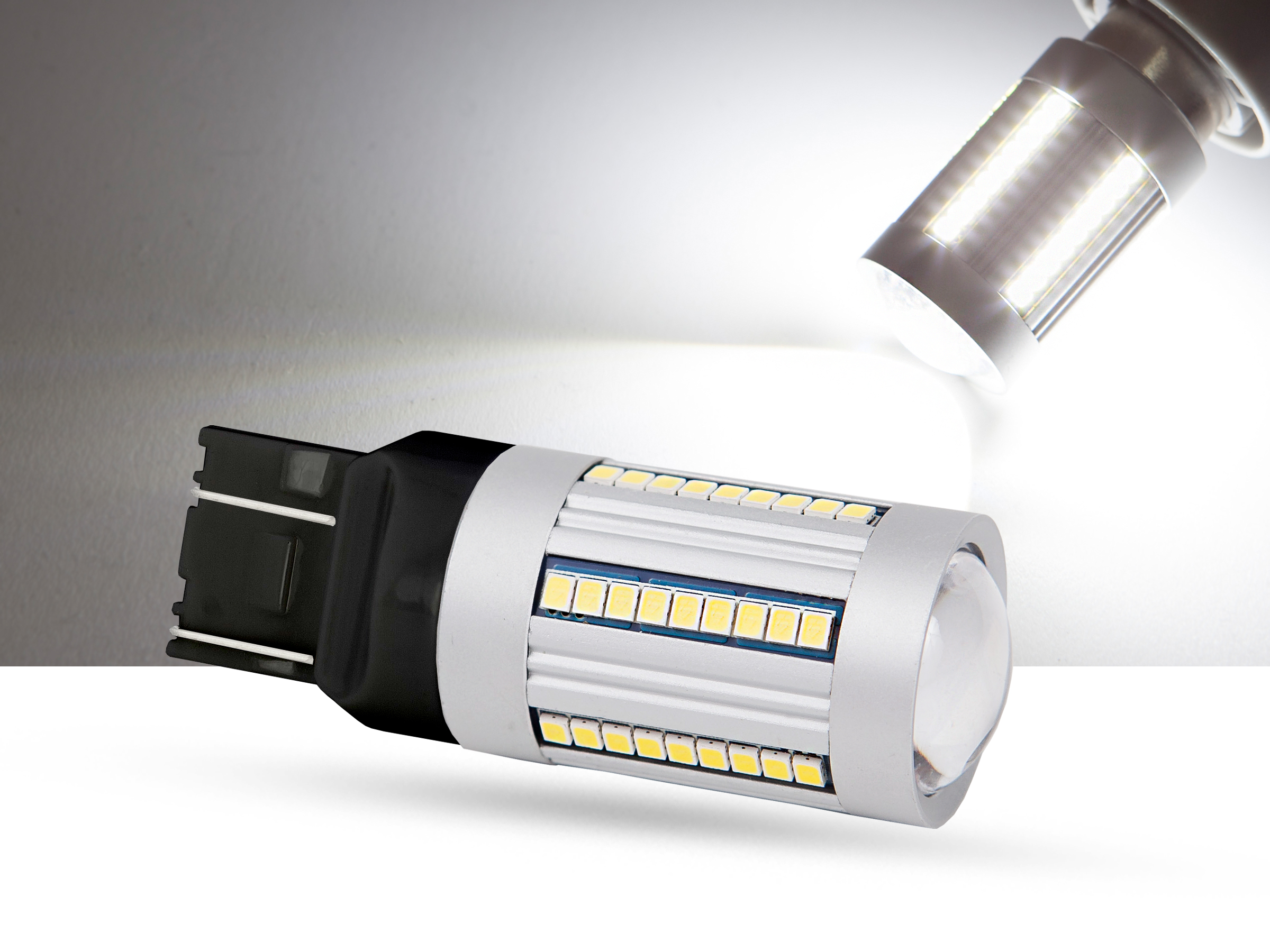 2x T20 W21/5W 33-SMD LED Bulbs – 12V 6W For Turn Signal, Brake, Tail Lights (Cool White)