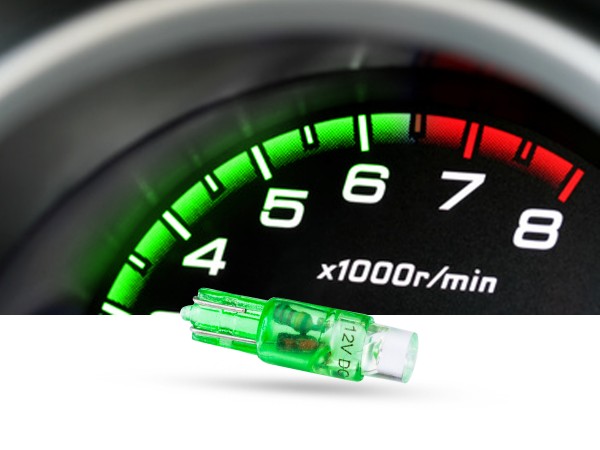 Tacho Stecksockel LED, T5, 12 Volt, Grün